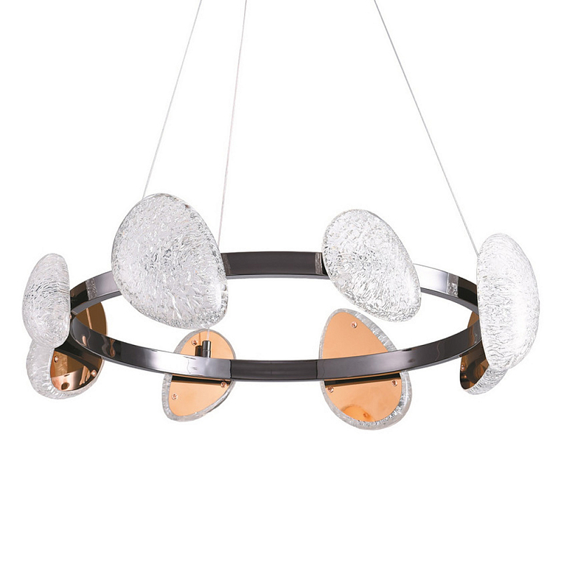 Люстра подвесная круглая с овальными плафонами Iona chandelier Черный Прозрачный в Казани | Loft Concept 