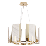 Люстра подвесная круглая с мраморными прямоугольными вставками и золотым основанием Диаметр 55 см Marble square Chandelier варинант исполнения - 2 | Loft Concept в Казани