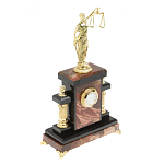 Часы настольные бронзовые из натурального камня Яшма с декором в виде Фемиды Themis Stone Clock варинант исполнения - 2 | Loft Concept в Казани