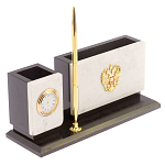 Настольный письменный набор из мрамора с часами и ручкой Marble Accessory варинант исполнения - 2 | Loft Concept в Казани