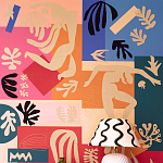 Обои ручная роспись в стиле Арт-деко Jazz Original colourway on painted silk with embroidery варинант исполнения - 2 | Loft Concept в Казани