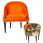Кресло из натурального бука оранжевое с цветным принтом Impressionism in Art варинант исполнения - 2 | Loft Concept в Казани