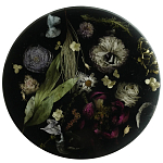 Круглый поднос из эпоксидной смолы с цветами черный Epoxy Resin Flowers Tray Black варинант исполнения - 1 | Loft Concept в Казани