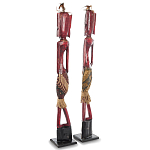 Комплект из 2-х деревянных статуэток Asmat Tall Red Statuettes варинант исполнения - 2 | Loft Concept в Казани