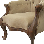 Кресло с мягкой обивкой из светло-коричневого велюра на 4-х деревянных ножках Evelyn Classical Armchair варинант исполнения - 4 | Loft Concept в Казани