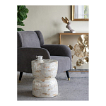 Приставной столик с мозаичным рисунком из раковин устриц Bone Inlay варинант исполнения - 8 | Loft Concept в Казани