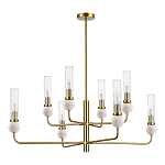 Люстра с 8-ю плафонами в форме стеклянных трубок и мраморных декоративных элементов Montreal варинант исполнения - 8 | Loft Concept в Казани