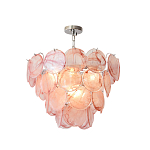 Люстра с каскадом из круглых розовых стеклянных дисков Pink Light Waterfall варинант исполнения - 3 | Loft Concept в Казани