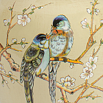 Настольная лампа бежевая с изображением птиц Slip Away варинант исполнения - 6 | Loft Concept в Казани