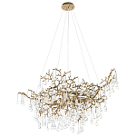 Подвесная люстра в виде ветвей деревьев золотого цвета с прозрачными подвесками-каплями 10 и 14 ламп Droplet Chandelier варинант исполнения - 3 | Loft Concept в Казани