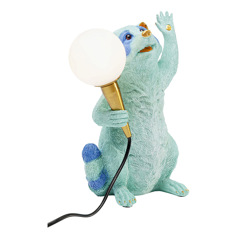 Настольная лампа для детской Голубой Енот  Золотой Бирюзовый Синий в Казани | Loft Concept 