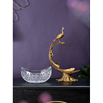 Чаша из прозрачного стекла на бронзовой подставке в виде павлина с рельефным хвостом Eden Garden варинант исполнения - 7 | Loft Concept в Казани