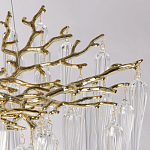 Люстра золотого цвета с декоративными ветками и длинными прозрачными стеклянными подвесами в форме сосулек Droplet Chandelier варинант исполнения - 7 | Loft Concept в Казани