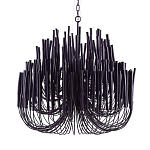 Люстра черная с несколькими ярусами деревянных палочек Bright Wooden Chandelier варинант исполнения - 9 | Loft Concept в Казани