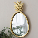 Зеркало овальной формы с золотистой рамкой и декоративной верхушкой в виде ананаса Pineapple Shine  варинант исполнения - 4 | Loft Concept в Казани