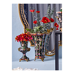 Ваза из фарфора черная с цветочной росписью и бронзовой стрекозой Spring Garden варинант исполнения - 4 | Loft Concept в Казани