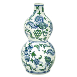 Ваза фигурная с сине-зелеными узорами распустившихся цветов Blossoming Spring варинант исполнения - 1 | Loft Concept в Казани