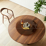 Стол обеденный круглый с двойной столешницей Walnut Wood Table варинант исполнения - 5 | Loft Concept в Казани