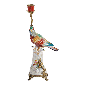 Подсвечник с попугаем из фарфора с бронзовыми элементами Eden Garden