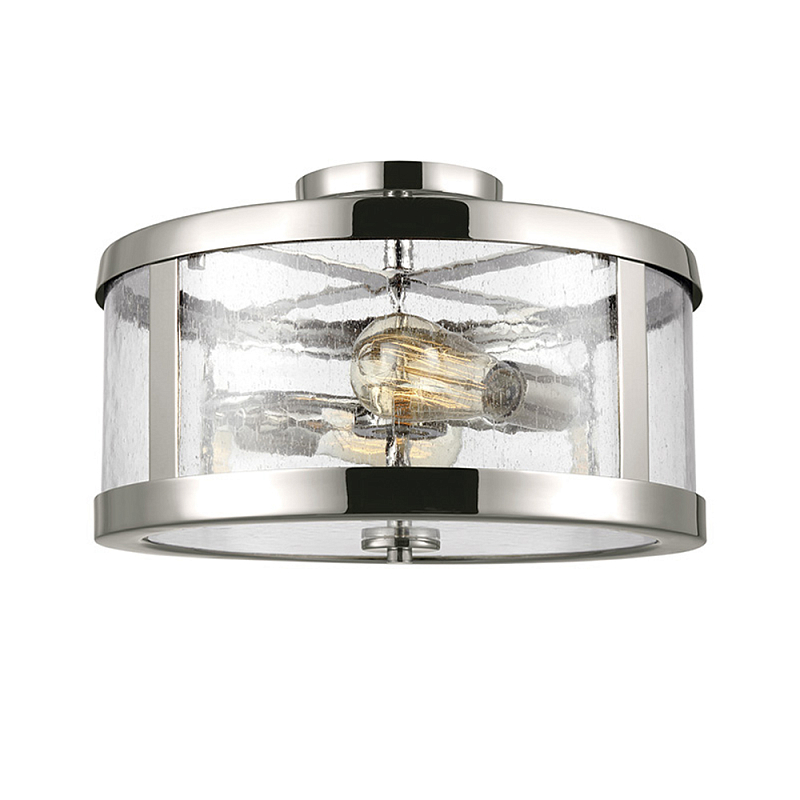 Потолочный светильник с цилиндрическим плафоном из прозрачного пузырькового стекла Feiss Никель Прозрачное Стекло в Казани | Loft Concept 