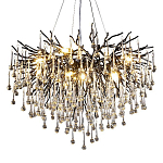 Люстра черная с прозрачными стеклянными подвесками в форме капель FAIRYTREE Light варинант исполнения - 3 | Loft Concept в Казани