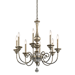 Люстра серебряного цвета с состаренным эффектом и декоративным подвесным шаром Kichler варинант исполнения - 1 | Loft Concept в Казани