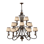 Люстра бронзового цвета с бежевыми абажурами из органзы в классическом стиле Hinkley варинант исполнения - 2 | Loft Concept в Казани