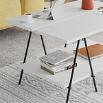 Стол журнальный с белой прямоугольной столешницей и полкой ESSEL WHITE варинант исполнения - 3 | Loft Concept в Казани