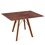 Стол обеденный с коричневой прямоугольной столешницей из керамики на четырех деревянных ножках Brown Ceramics варинант исполнения - 1 | Loft Concept в Казани