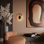 Бра с волнообразным стеклянным плафоном и вставкой из мрамора Liquid Stone варинант исполнения - 15 | Loft Concept в Казани