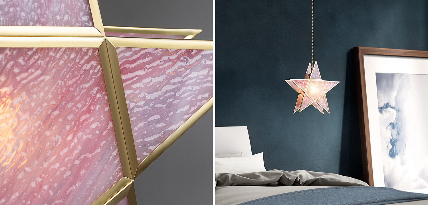 Подвесной светильник Star Pink Glass Hanging Light Подвесной светильник Star Pink Glass Hanging Light - Loft-Concept в Казани
