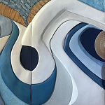 Арт-объект ручной работы Blue Abstraction из 4-х панелей варинант исполнения - 4 | Loft Concept в Казани