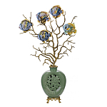 Ваза зеленая с бронзовыми ветвями и фарфоровыми рыбками Eden Garden варинант исполнения - 1 | Loft Concept в Казани