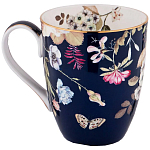 Кружка синяя из фарфора с рисунком цветов 400 мл Garden Whisper Porcelain Set  варинант исполнения - 1 | Loft Concept в Казани
