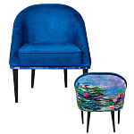 Кресло из натурального бука синее с цветочным принтом Impressionism in Art варинант исполнения - 2 | Loft Concept в Казани