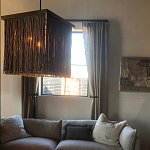 Люстра квадратная с бахромой и подвесом из деревянных бусин Psyche варинант исполнения - 3 | Loft Concept в Казани