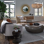 Круглая люстра волнистой формы с декором из круглых деревянных бусин White Wooden Beads Chandelier варинант исполнения - 2 | Loft Concept в Казани