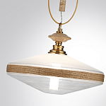 Подвесной светильник с плоским прозрачным плафоном и декоративной вставкой из текстурного камня Tectona  варинант исполнения - 6 | Loft Concept в Казани