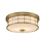 Потолочный светильник для ванных комнат цвета латунь в виде металлической клетки с геометрическими узорами Quoizel варинант исполнения - 1 | Loft Concept в Казани