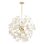 Люстра круглой формы с белыми и прозрачными лепестками цветов Диаметр 69 см Wintery flovers варинант исполнения - 1 | Loft Concept в Казани