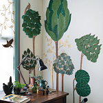 Обои с вышивкой ручной работы Mughal Trees Original colourway on linen варинант исполнения - 1 | Loft Concept в Казани