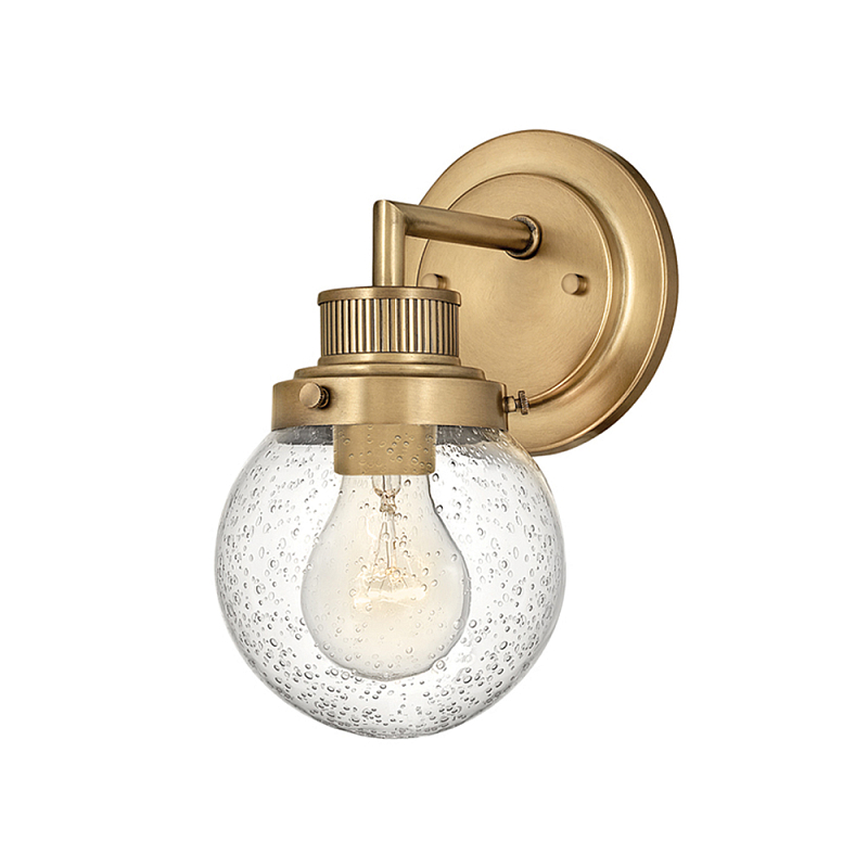 Бра для ванных комнат с прозрачным шарообразным плафоном из стекла с пузырьками на круглом основании Hinkley Хром Латунь Прозрачное Стекло в Казани | Loft Concept 