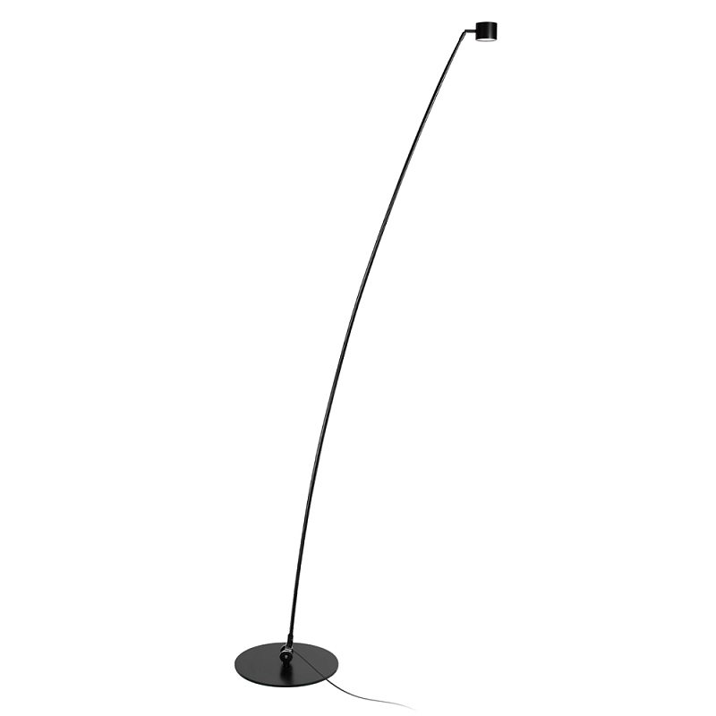 Торшер с изогнутой черной металлической стойкой и цилиндрическим плафоном Davide Groppi Черный в Казани | Loft Concept 