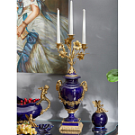 Подсвечник из темно-синего фарфора с бронзовыми элементами и цветами Eden Garden варинант исполнения - 4 | Loft Concept в Казани