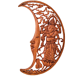 Панно из дерева Ганеша и месяц Panel With Animals варинант исполнения - 1 | Loft Concept в Казани