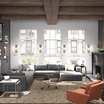 Бра цвета хром с круглой рамой и цилиндрическим прозрачным стеклянным плафоном на прямоугольном основании Feiss варинант исполнения - 4 | Loft Concept в Казани