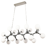 Линейная люстра с плафонами из стеклянных шаров Pearls Suspension Linear Chrome Chandelier варинант исполнения - 2 | Loft Concept в Казани
