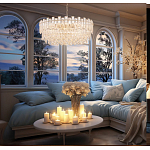 Круглая люстра с хрустальными подвесками на золотистом каркасе Gorgeous Crystal Light варинант исполнения - 13 | Loft Concept в Казани