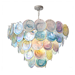 Люстра с каскадом из круглых разноцветных стеклянных дисков Mother of Pearl Iridescence варинант исполнения - 2 | Loft Concept в Казани