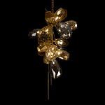 Люстра подвесная вытянутой формы с плафонами из стекла и металла с тремя вертикальными подвесками Gilded Mirage  варинант исполнения - 5 | Loft Concept в Казани